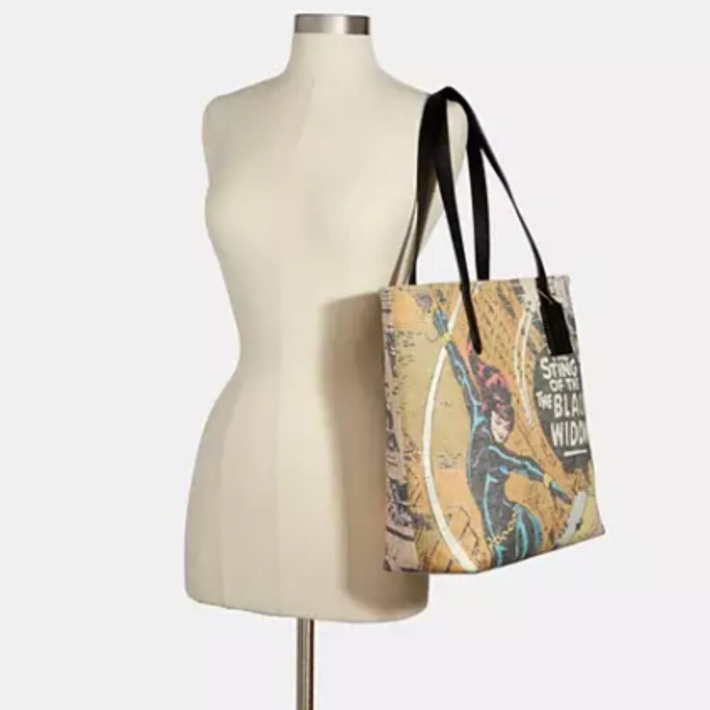 Coach Marvel Tote With Black Widow Print - Picture 3 of 8